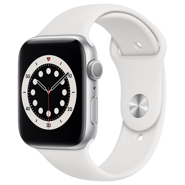 Apple-Watch-Series-6-44mm-Zilver-Aluminium-Wit-Sportband