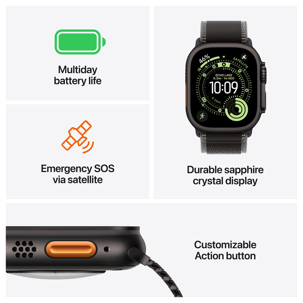 Apple Watch Ultra 3 5G Naturel - Alpine band Zwart