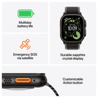 Apple Watch Ultra 3 5G Zwart - Ocean band Neongroen
