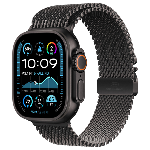 Apple Watch Ultra 2 Zwart 49mm - Milanees band Zwart
