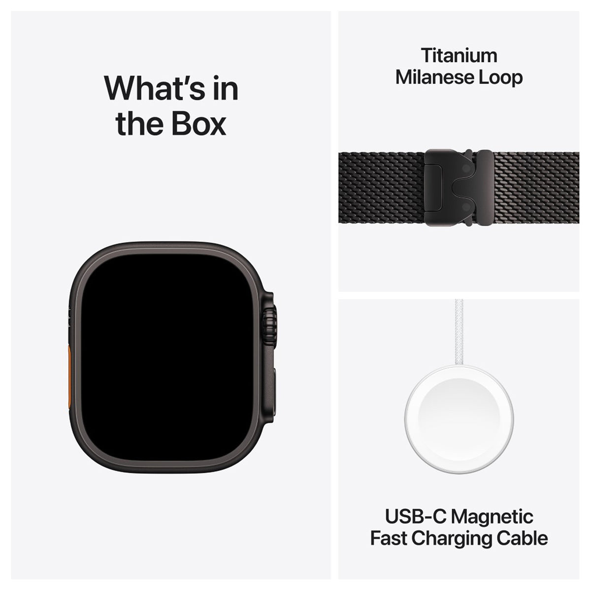 Apple Watch Ultra 2 Zwart 49mm - Milanees band Zwart
