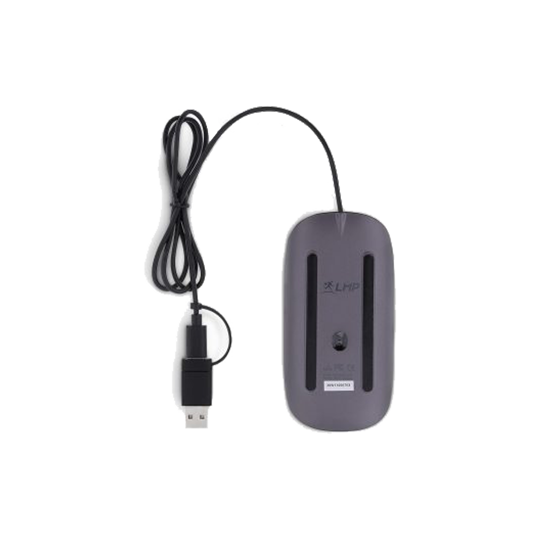 Refurbished LMP Easy Stijlvolle Kabel Muis 2in1 USB-C & USB-A - Zwart