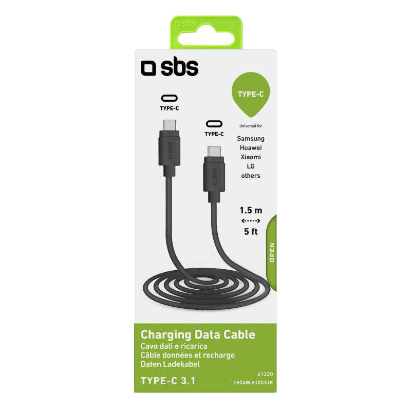 Refurbished SBS Mobile USB-C Kabel 1.5 Meter - Zwart - test-product-media-liquid1